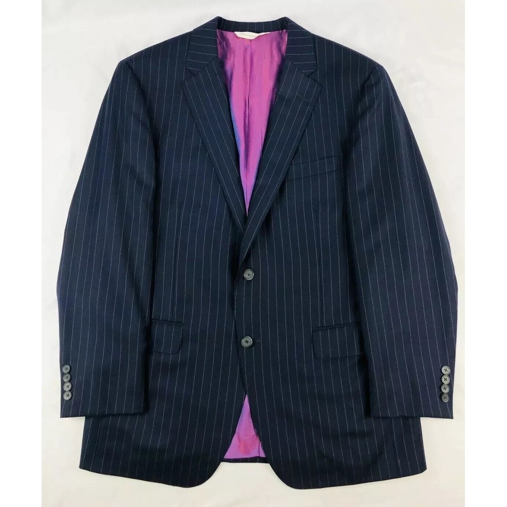 Samuelsohn Mens Navy Striped Super 120s Structured Blazer 44R SB GABLE